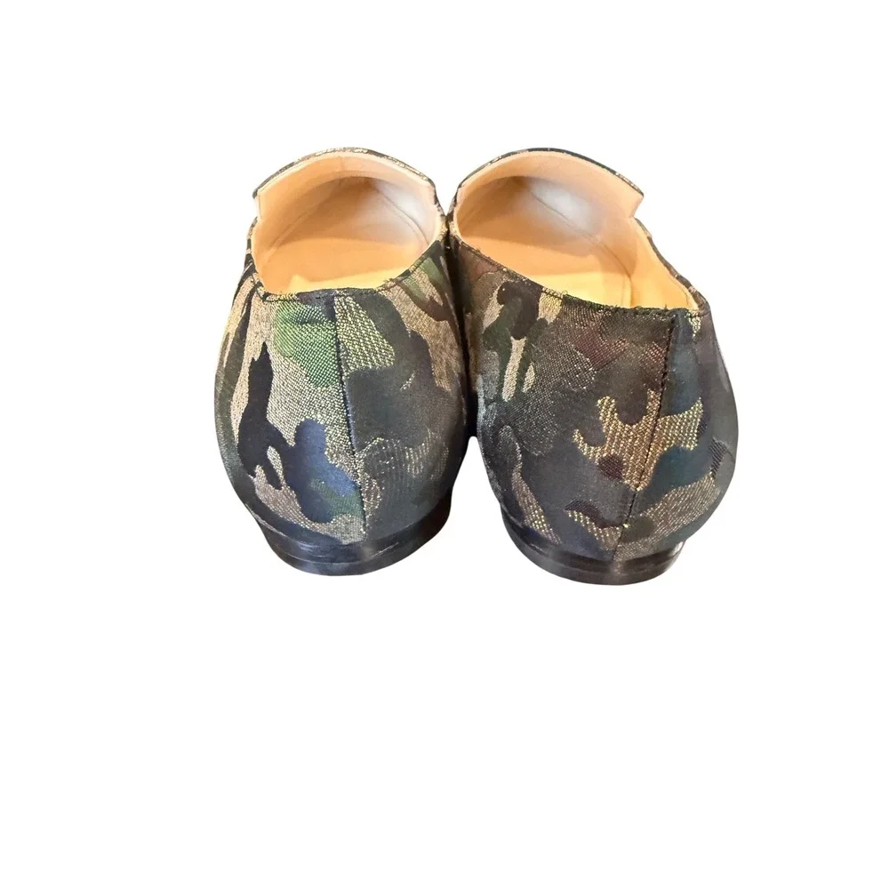 Nine West Womens Camo Metallic Gold Jacquard Pointed Toe Loafers Flats 8M - Picture 5 of 6